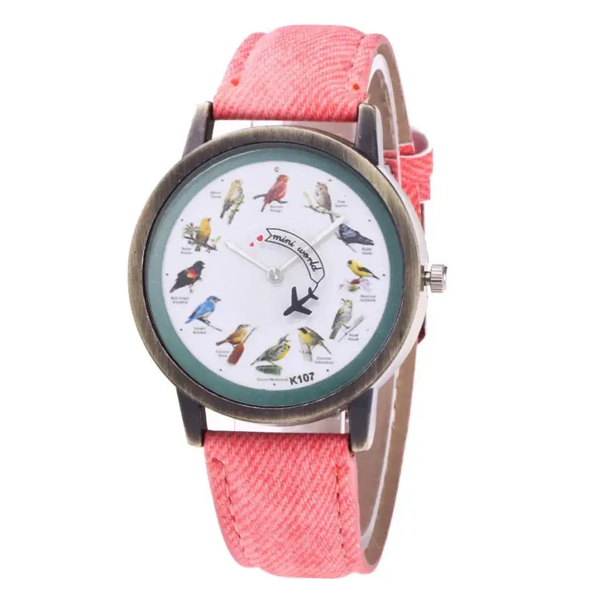 Модные женские наручные часы с принтом птицы, винтажные простые роскошные стильные часы для женщин, темпераментные деловые кварцевые часы# D
