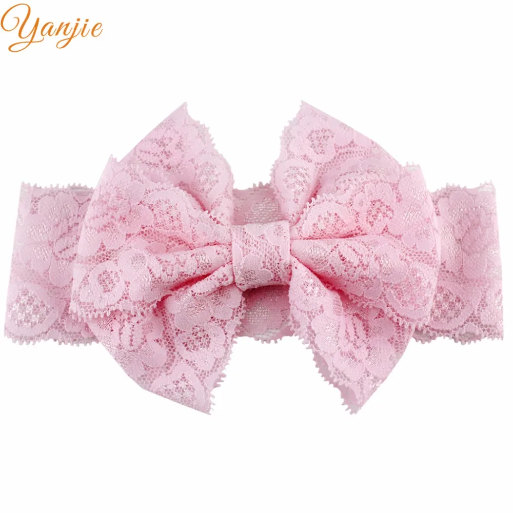 

13pcs/lot 2019 Hot-sale 3 Layer 5" Bow Elastic Lace Headband Headwraps Hair Bow DIY Little Girl Hair Accessories Bandana