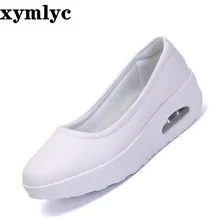 2019 nurse shoes breathable thick bottom increased flat shoes summer casual shallow mouth round Set of feet single shoes leather 2019 nurse shoes breathable thick bottom increased flat shoes summer casual shallow mouth round Set of feet single shoes leather