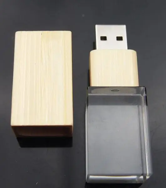 Пользовательский логотип Кристалл Деревянный usb 2,0 флэш-накопитель - Цвет: bamboo