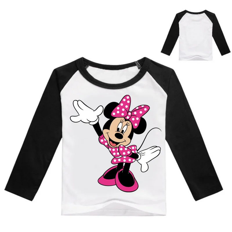 Новые летние детские футболки с длинными рукавами для девочек Nova/топы для мальчиков, футболка с рисунком Минни, Детская одежда Повседневная хлопковая одежда для малышей