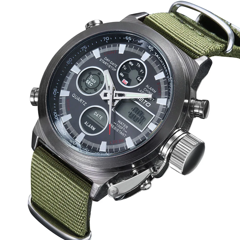 

GIMTO Military Quartz Sport Watches For Men Analog Digital Nylon Watch Men Clock LED Men's Watches Waterproof Wristwatch Mens