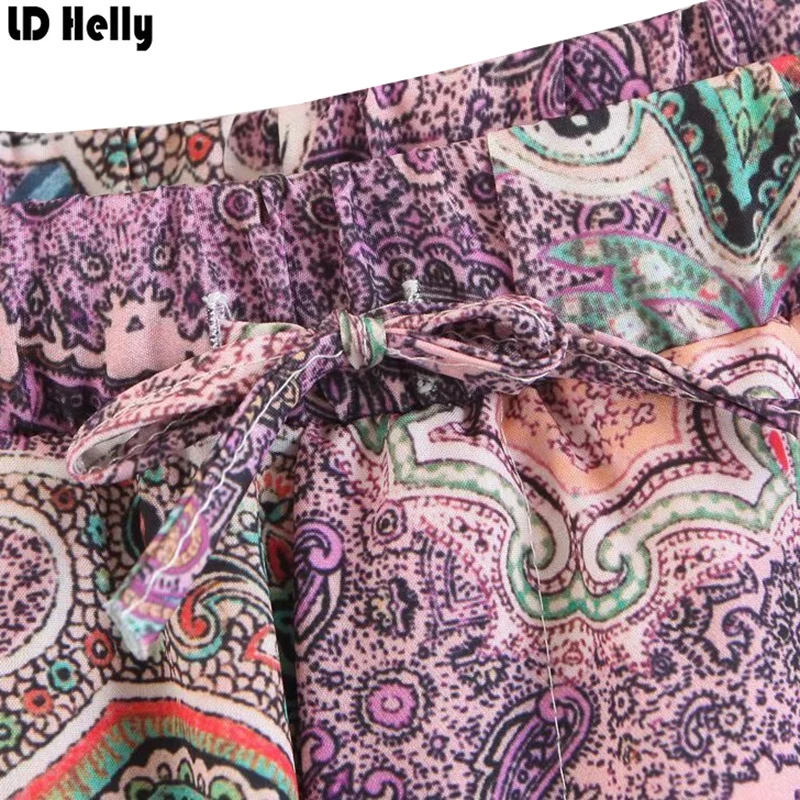 LD Helly 2018 женские широкие брюки с принтом пейсли удобные уличные повседневные