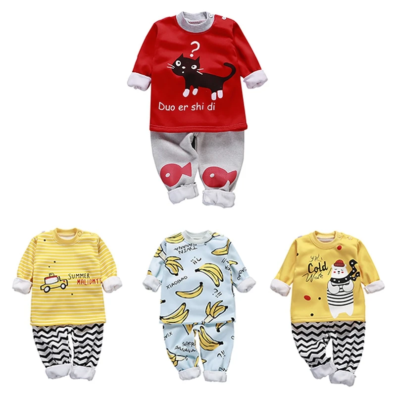 

Children's Underwear Set Winter Plus Velvet Thickening Children's Clothing Baby Warm Clothes Kids Pajamas Set New 0-4Y