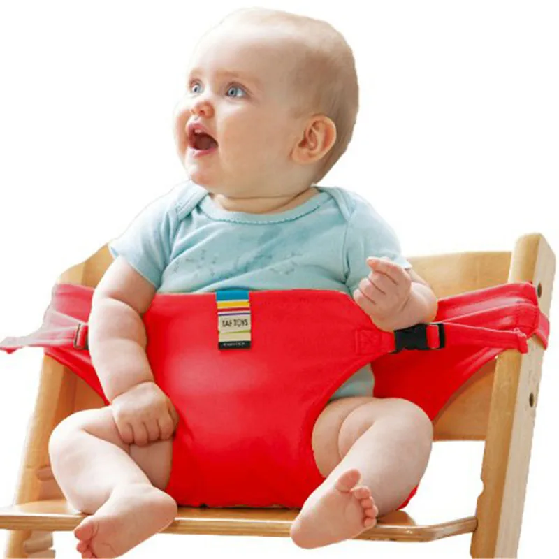 Детский стульчик для кормления портативный детский автокресла для малышей детский ремень безопасности для кормления высокий стул жгут столовый набор ремень - Цвет: red