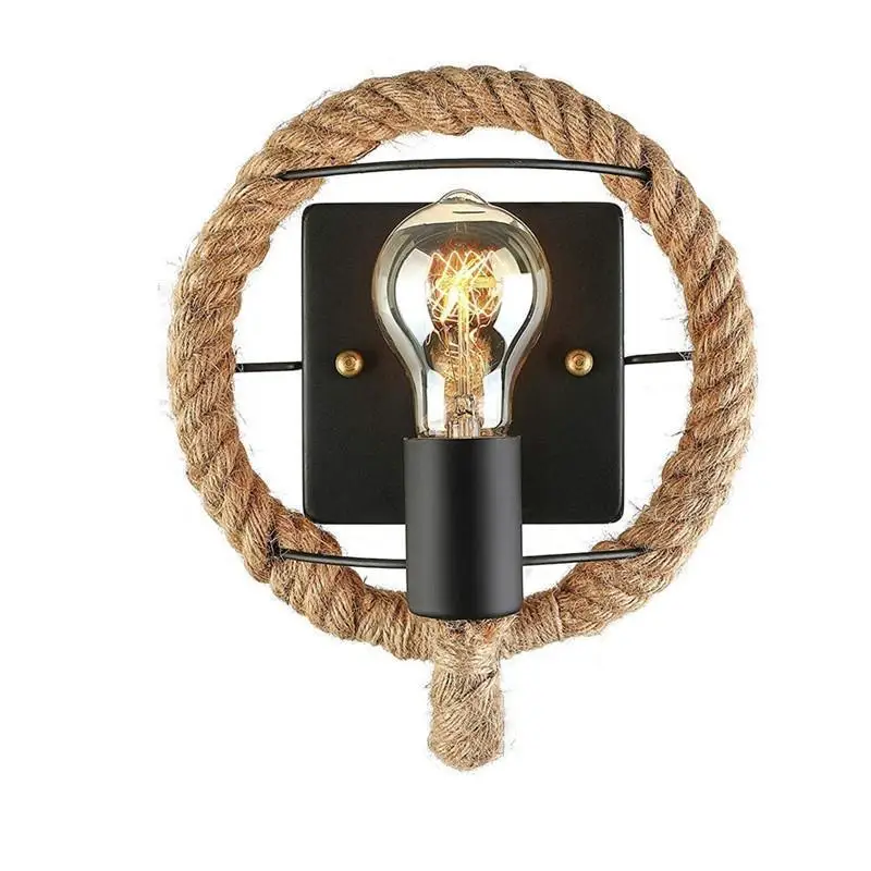 

Bedside Wall Lamp Rural Hemp Rope Wall Lamp Industrial Style Retro Creative Personality Wall Mount Lighting Fixture