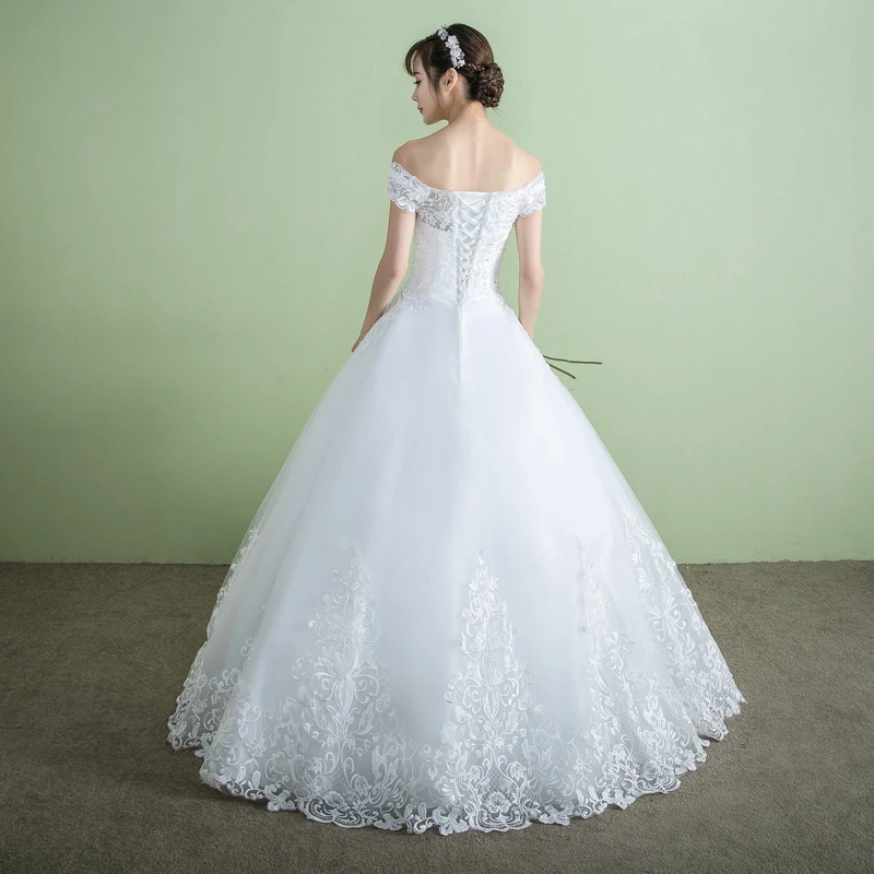 Vestido De Noiva с открытыми плечами свадебное платье принцессы аппликация Кружева Милая Пышное Бальное Платье Свадебное платье индивидуальный заказ