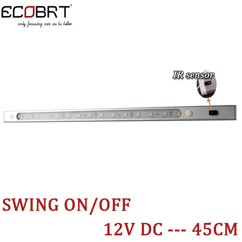 

Modern 12V 45cm long Linear LED Cabinet Light with IR Sensor Swing On / Off Switch Aluminum Kitchen Decor Lighting fixtures