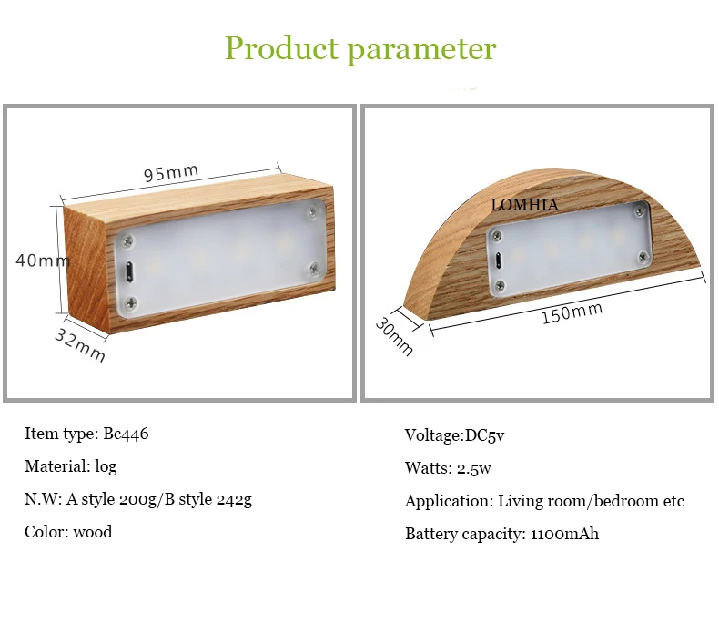 Wood Minimalist night light nursery Desk lamp 10