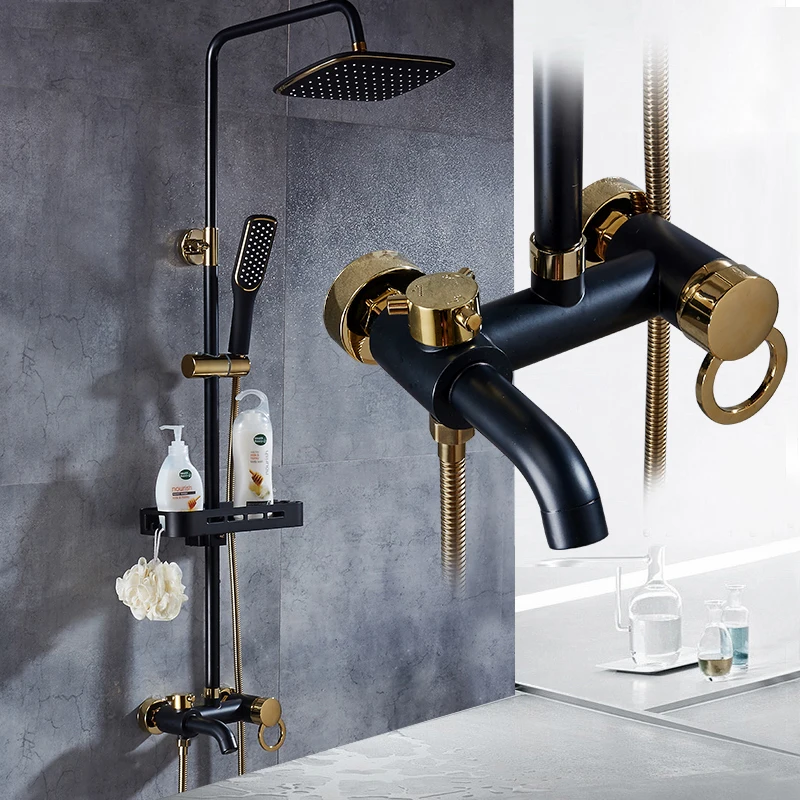 shower faucet set black