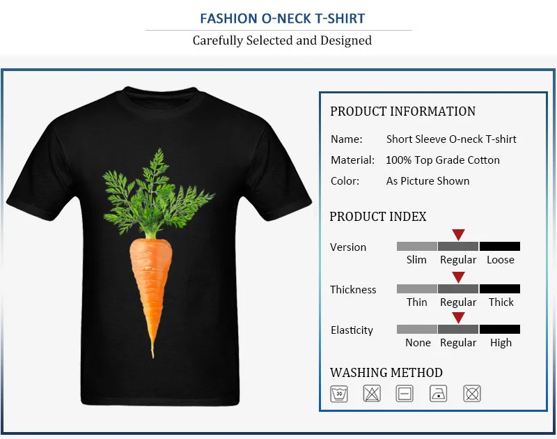 Carrot with big leaves On Sale Short Sleeve Design T Shirts 100% Cotton Crew Neck Men's Tops T Shirt Clothing Shirt Autumn Carrot with big leaves