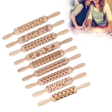 Рождественские Скалки для печенья, торта, пирога, деревянные декоративные инструменты, рождественские, вечерние, для кухни, еда, десерт, печать, скалки