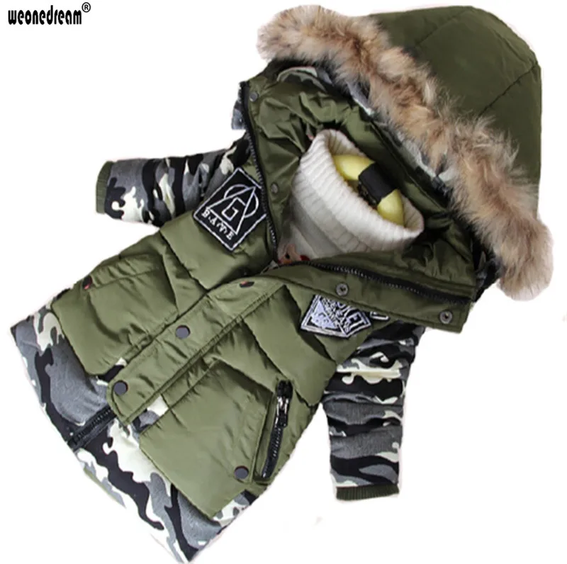 WEONEDREAM New Boys Parka Childen Winter Jackets Warm Boys Clothes Kids Baby Thick Cotton Down Jacket Cold Winter Outwear