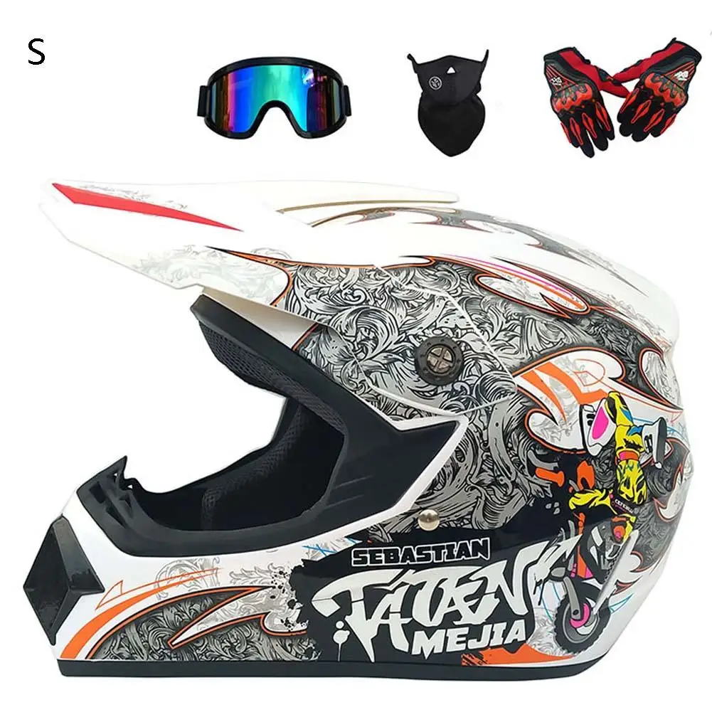 Мужчины 4 шт четыре сезона беговые мотоцикл полный шлем шоссейные гонки набор шлемов с очками Маска и перчатки