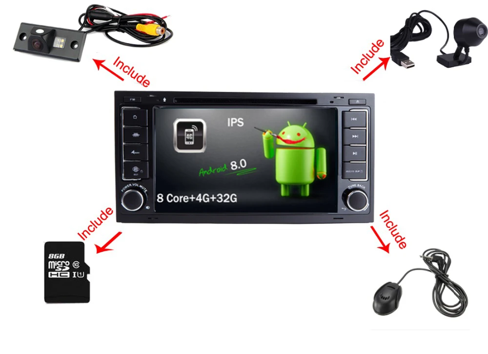 Cheap 7"HD 1024x600 Touch Screen Android 8.0 Car DVD player for VW Touareg Multivan With 4G Wifi GPS Bluetooth Radio Bluetooth SD DVD 0