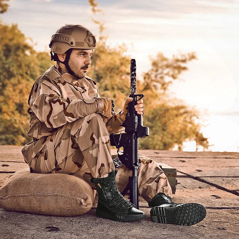 Мужские тактические военные ботинки зимние кожаные водонепроницаемые армейские рабочие ботинки мужские Ботильоны удобные ультра легкие ботинки для пустыни