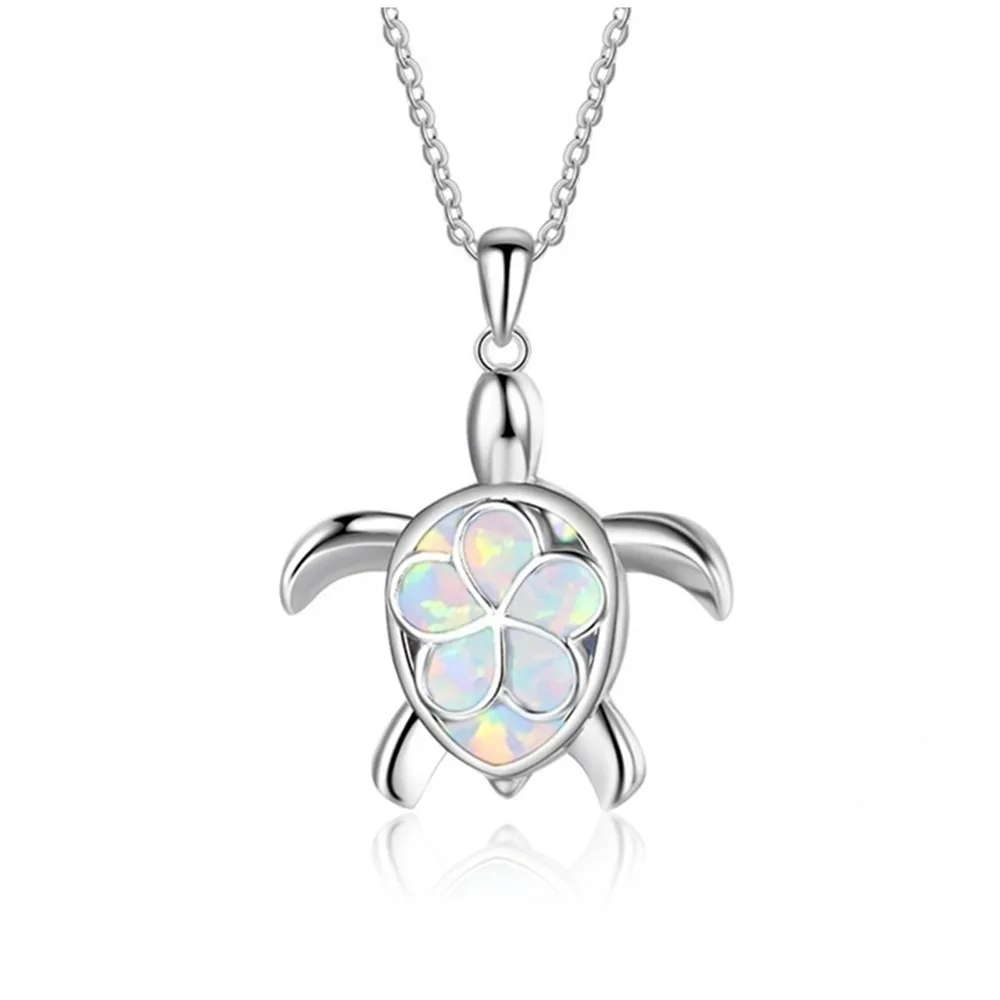 

Unique Turtle Beach Jewelry Cute Hawaii plumeria Flowers Ocean Animal Sea Tortoise turtle Charm Necklaces Pendant Women Gifts