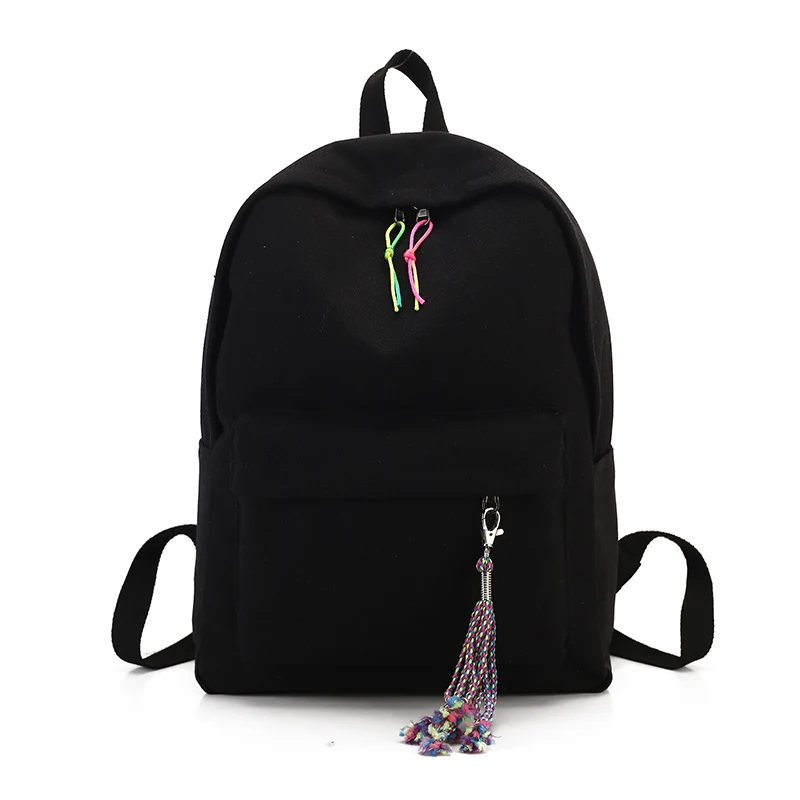 Большой Вместительный женский рюкзак, милые школьные сумки для подростков, женские холщовые дорожные сумки через плечо, рюкзаки для девочек, рюкзак - Цвет: Черный