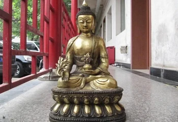 

USPS to USA S2828 21 Tibet Buddhism Bronze Copper Gild Sakyamuni Tathagata Amitabha Buddha Statue