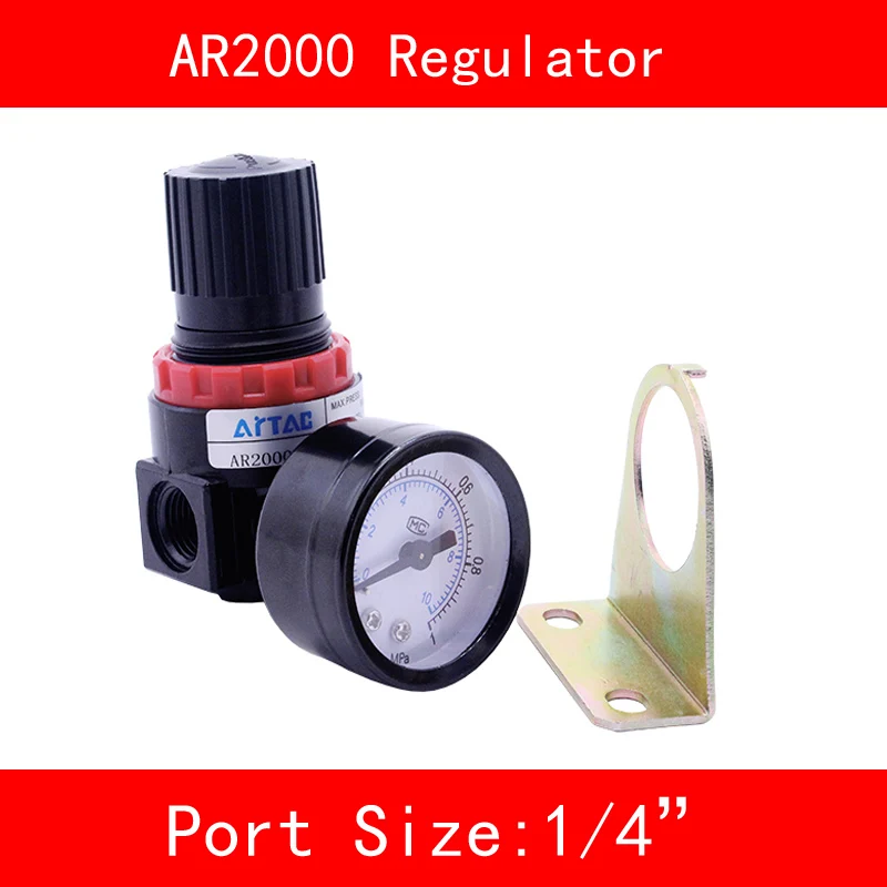 

AR2000 Pressure Regulator 1/4" BSPT with Gauge and Bracket 1000L/min Pneumatic Parts Air Control Compressor Relief Regulating