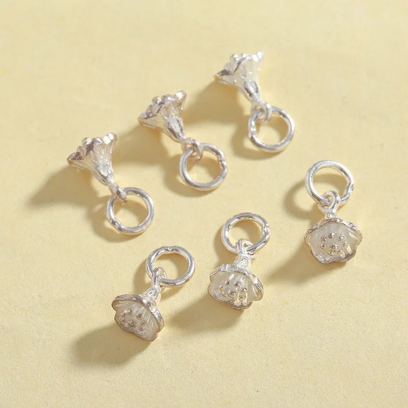 

925 Sterling Silver Fashion Lotus Design Charms 7x13mm Women Dangle Earring Silver Pendants For DIY Jewelry Gift Accessories