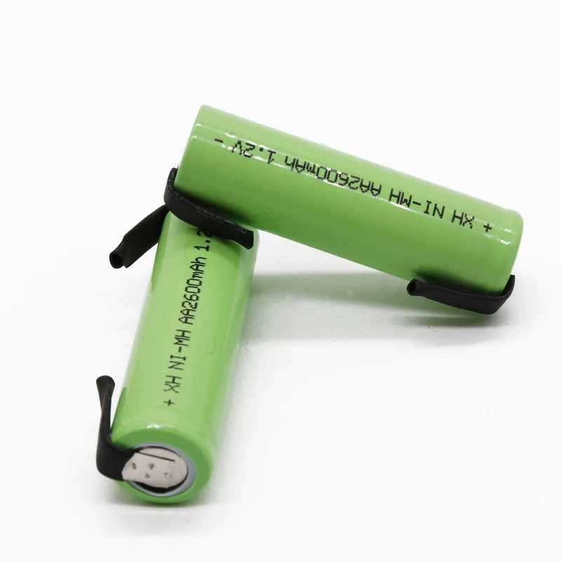 Ni-mh 1,2 V AA перезаряжаемая батарея 2600mah nimh cell Green shell со сварочными вкладками для Электробритва Philips, зубной щетки