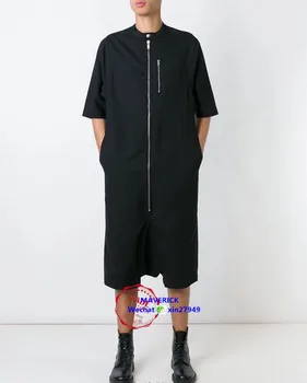 

27-42 ! 2017 Men's fashion short-sleeved jumpsuits summer European style zipper low crotch jumpsuits hair stylist Siamese pant