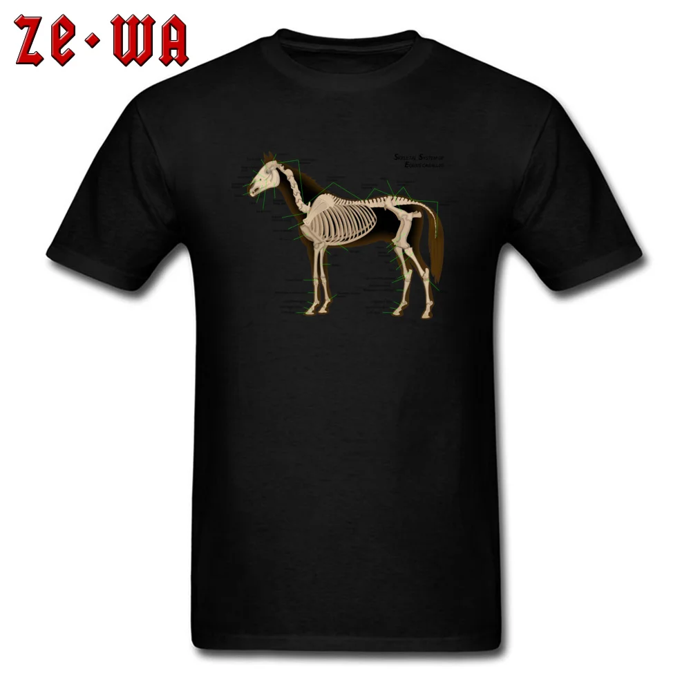 Casual Horse Anatomy Top T-shirts Brand Summer Short Sleeve Crewneck Tops Shirt Cotton Fabric Men Normal Tee Shirts Horse Anatomy black