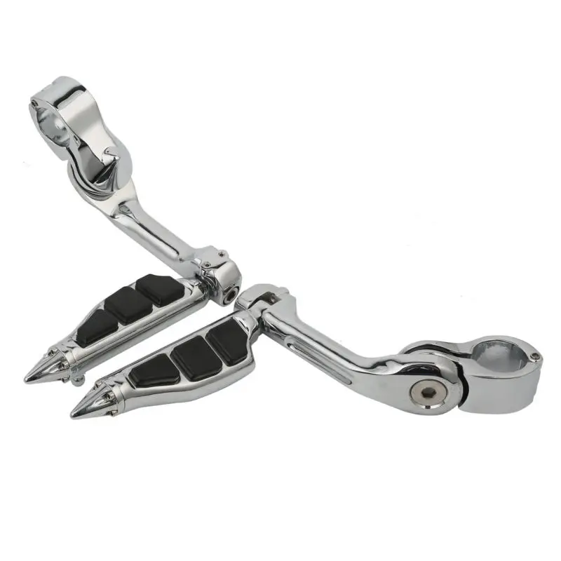1.25" Engine Guards Foot Pegs + Long Angled Adjustable Mount For Harley
