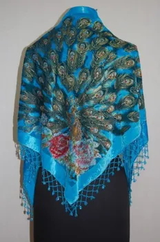 

New Arrival Light Blue Women Velvet Silk Beaded Shawl Triangle Embroidery Scarf Scarves Mujer Bufanda Size 76x76x165cm sjk001A