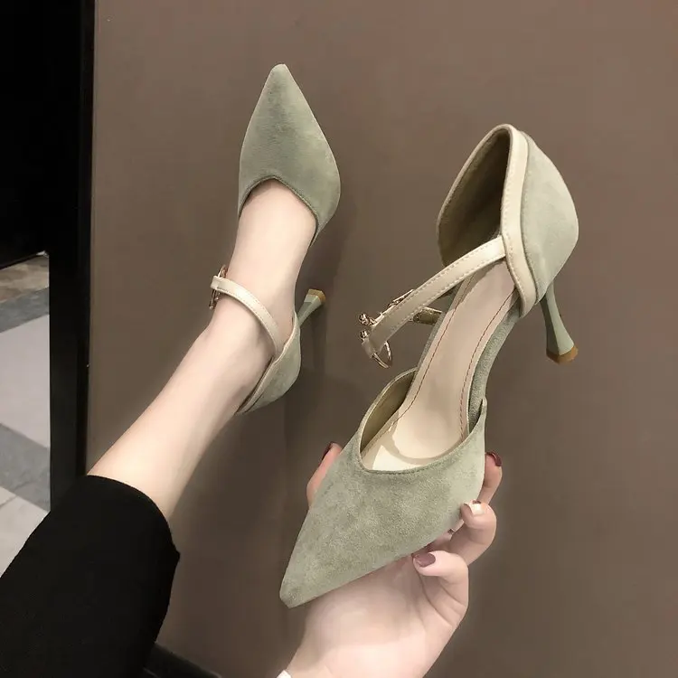 

Korean fashion wild womens sandals 2019 new concise elegant small fresh high heels stiletto pointed high-heeled sandals