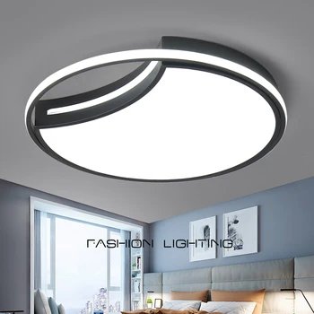 

Led ceiling lights Personality Fashion Round creative bedroom lamp black and white simple modern style home study room lamps