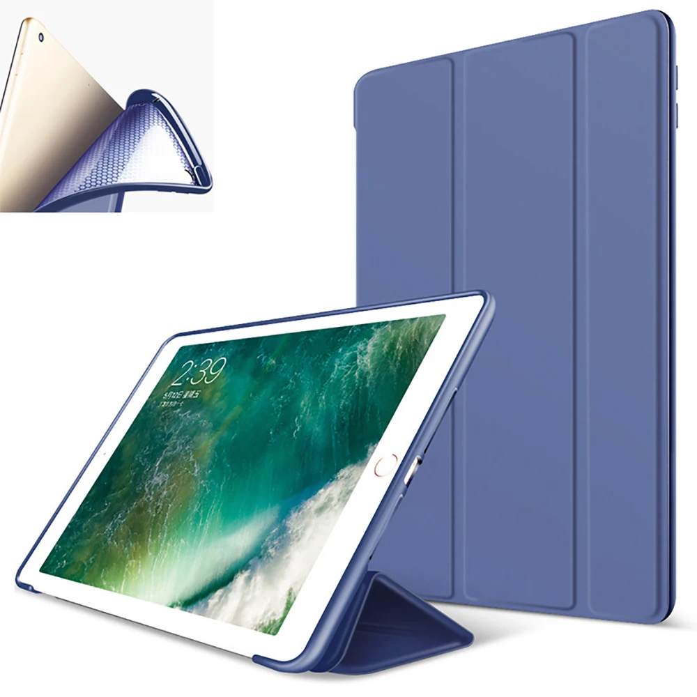 Для iPad Air 1 силиконовый чехол с мягкой подошвой + PU кожаный смарт-чехол функцией