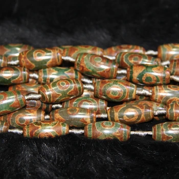 

2strand Red and Green Eyes Mystical Old Necklace Beads 15.5inch Tibetan Dzi Beads Loose Gems Stone Beads Tibetan Gate Beads