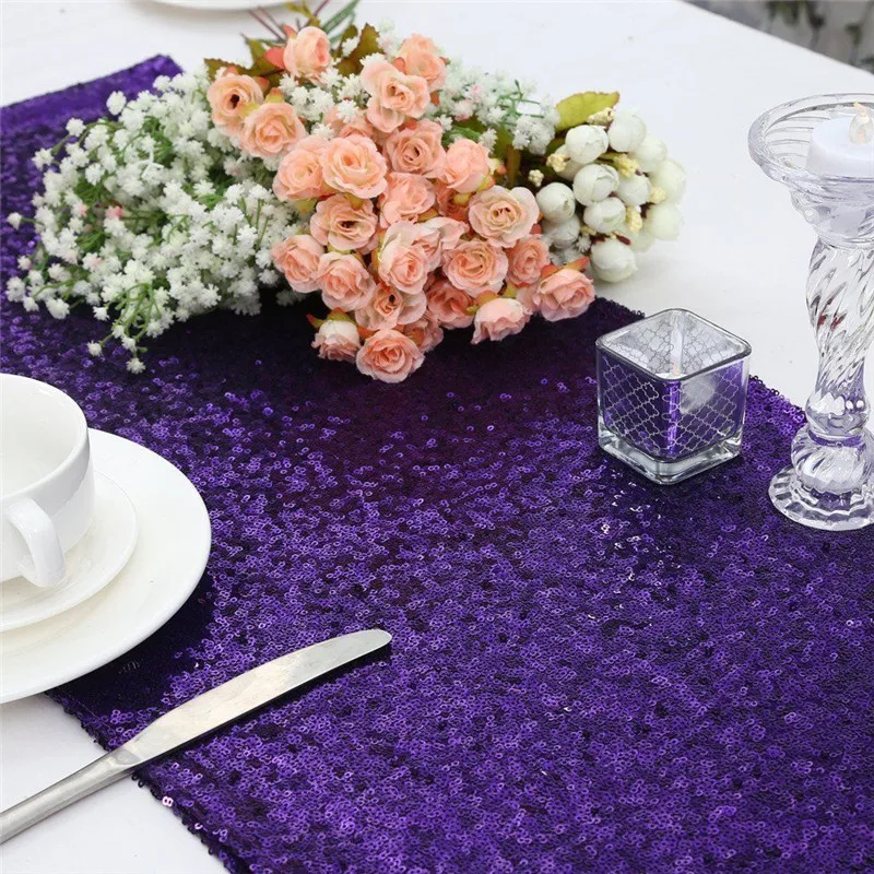 Free Shipping Wholesale 10Pieces Purple 12"x108" sequin Table Runners