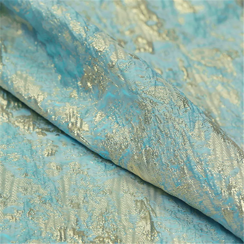 SASKIA 1 метр парча жаккардовая ткань 5" Золотая лента полиэстер Материал Швейные платья одежда пальто лоскутное Diy синие ткани