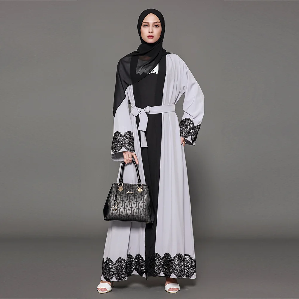 2019 женский серый кафтан abaya Дубай турецкое исламское платье плюс размер 5XL