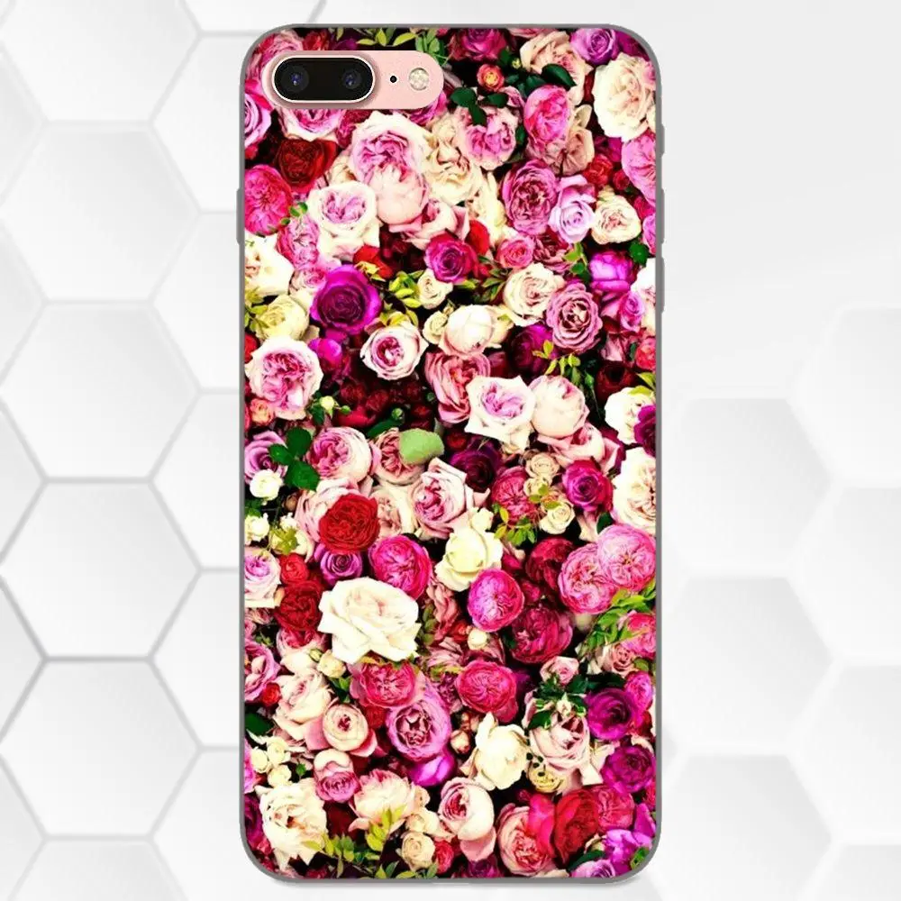 Мягкие ТПУ чехлы Капа для Apple iPhone 4 4S 5 5S SE 6 6S 7 8 Plus X XS Max XR Красочные розы