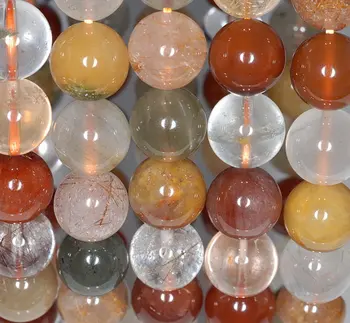 

10mm Rainbow Rutilated Quartz Gemstone Garde AA Round Loose Beads 7 inch Half Strand (80001065-145)