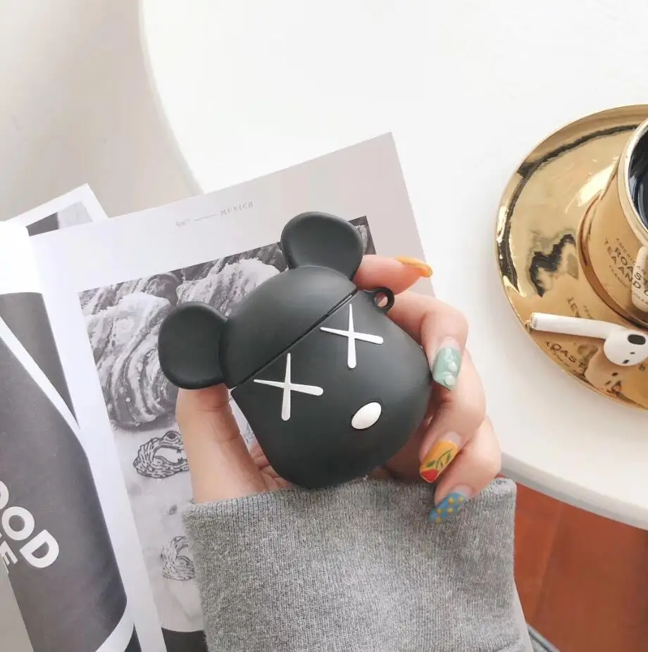 Cartoon Bear TPU Silicone Bluetooth Wireless Earphone Case For AirPods 1 2 Protective cute Cover for Apple airpods Charging Box