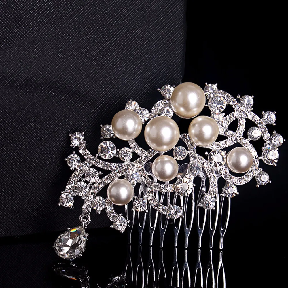 high quality wedding hairwear jewelry for bridal romantic simulated pearl tiara austria crystal jewels especially women party decoration A006 (1)