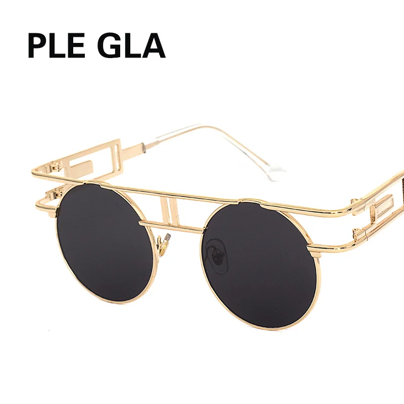 

GYsnail Gothic Steampunk Sunglasses Men Women Metal Eyeglasses Round Shades Brand Designer Punk Sun glasses Mirror High Quality