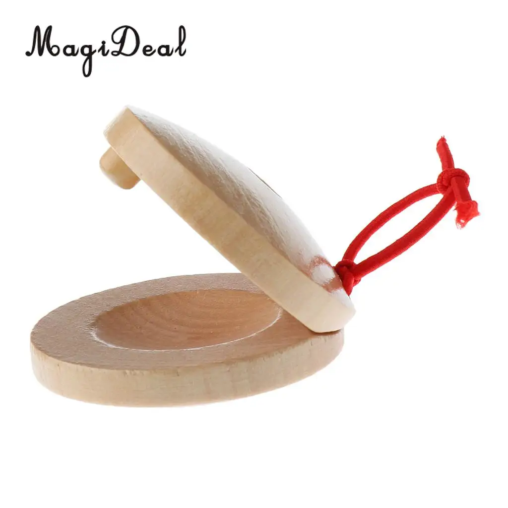 MagiDeal A Pair Wooden Castanets Wood Percussion Flamenco Musical Instrument for Parent-Child Communication Interactive Toys