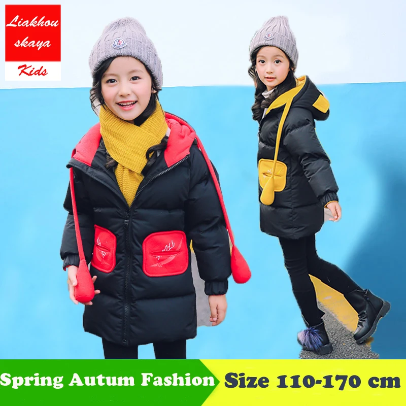 

Liakhouskaya 2018 Children Overalls Clothes For Girls 12 Years old Parks For Girls Winter Coat Kids Warm Thick Fur Collar Hooded