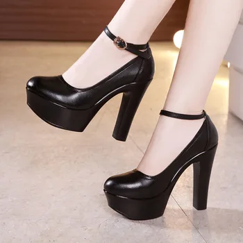 

SONDR block extreme high heels ladies pumps square tacones altos mujer sexy large sizes summer womens shoes buckle tacchi donna