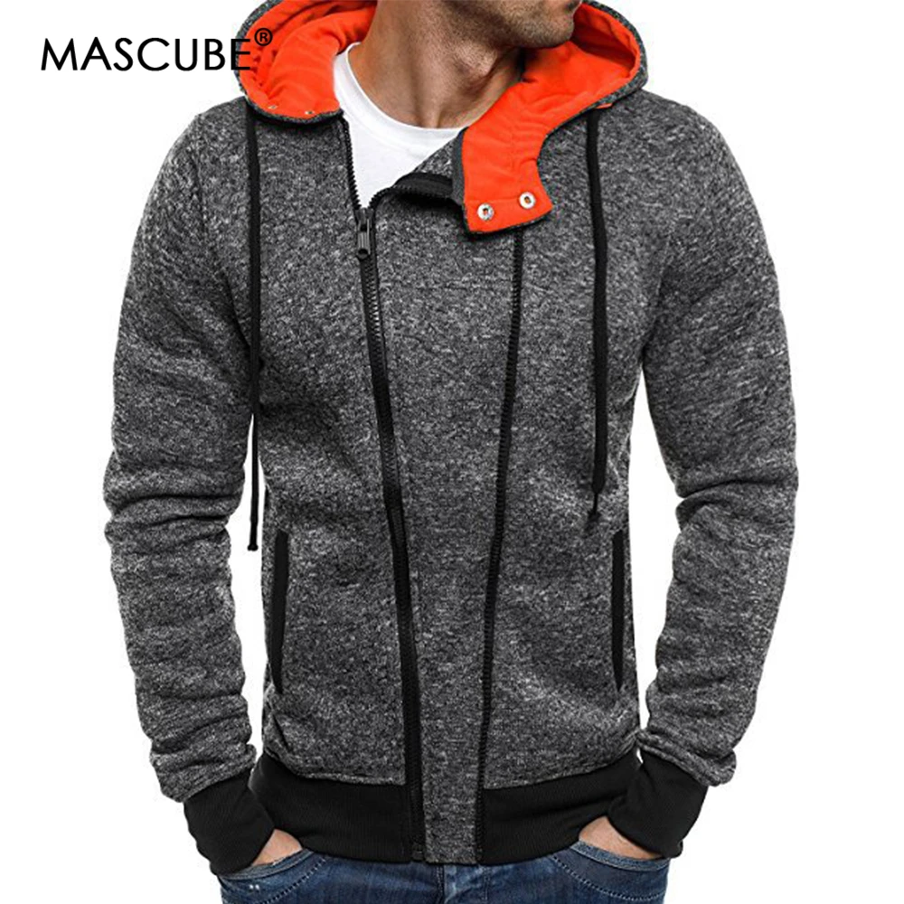 50% OFF MASCUBE Winter Autumn Men's Sets Tops Fleece Jacket Mens Slim Zipper Pocket Sweatshirt Casual Autumn Plus Size Hooded Coats