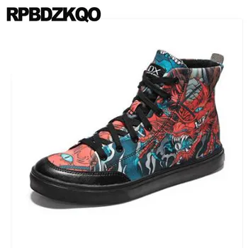 

Breathable Men Shoes Casual High Top Animal Print Canvas Skate Sneakers Quality Hip Hop Printed Fashion Trainers Luxury Designer