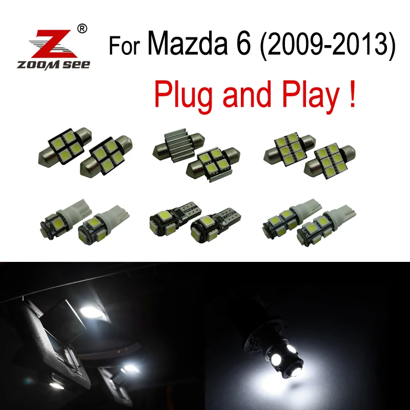 7pcs License plate lamp + LED interior lights bulb kit package for