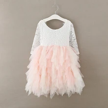 Новинка года; сезон весна-лето; комбинированные цветные кружевные платья для девочек; кружевное праздничное платье принцессы; платье-пачка; FC28888