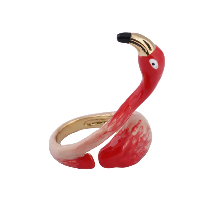 Сочный виноград, европейский стиль, новая мода, ручная роспись, эмалированная глазурь, кольцо в виде фламинго, открытое регулируемое женское кольцо на палец, милый тренд